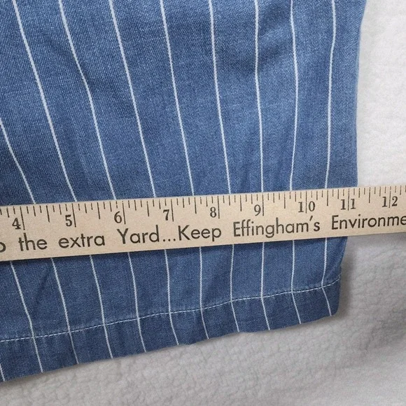 Seven7 Women's Wide Leg Pant Size 12 Belted Blue Striped Pockets Comfort NWT - Picture 13 of 15